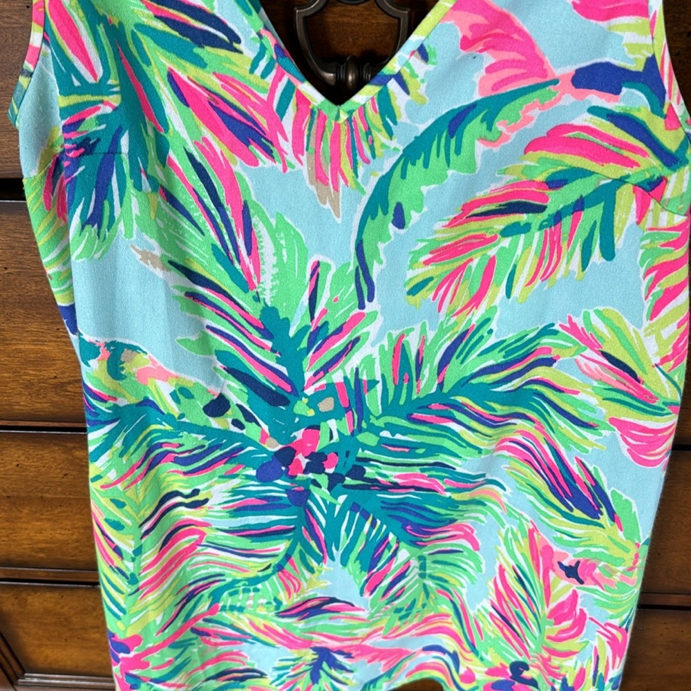 Lilly Pulitzer Tropical Palm Mini Dress in Aqua, Pink, Green - Picture 2 of 3